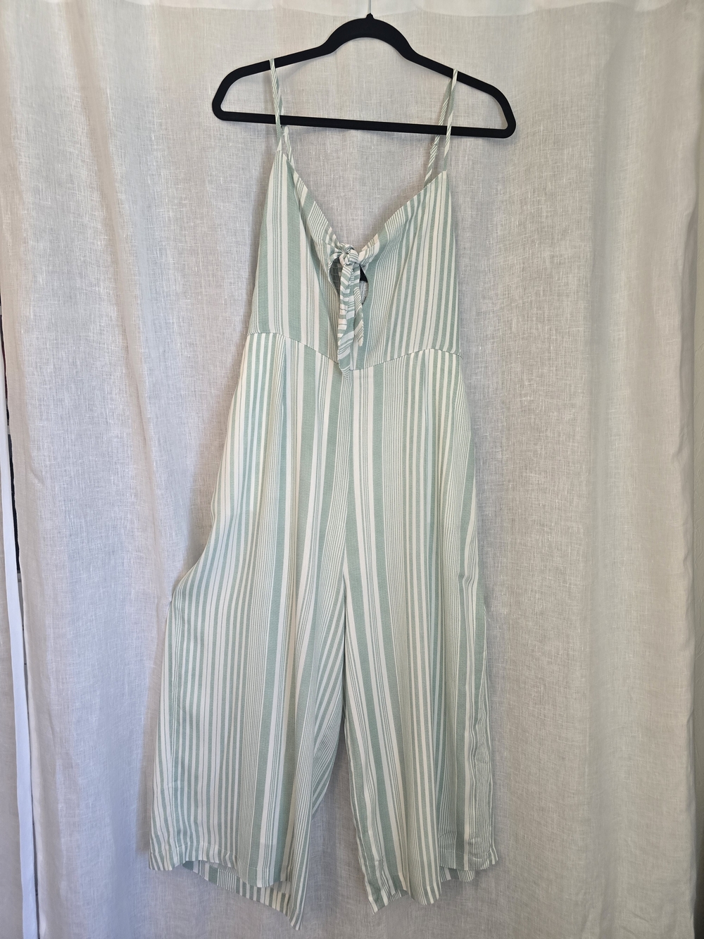 Minkpink Striped Mint Green Wide-Leg Jumpsuit